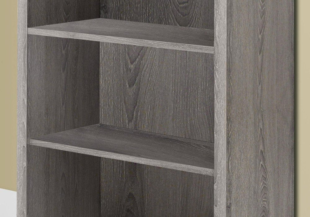 48" Taupe Distressed Wood Adjustable Four Tier Bookcase