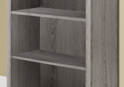 48" Taupe Distressed Wood Adjustable Four Tier Bookcase