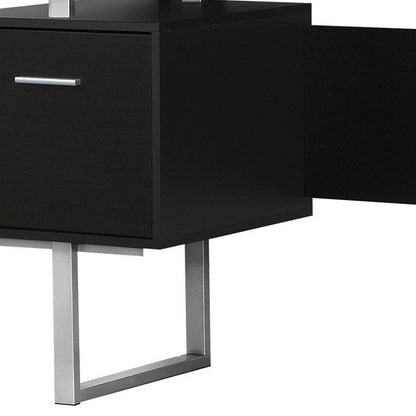 60" Black and Silver Computer Desk With Three Drawers