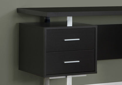 60" Black and Silver Computer Desk With Three Drawers