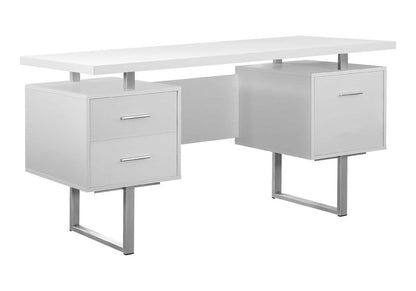 60" Black and Silver Computer Desk With Three Drawers