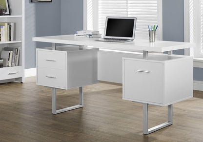 24" Brown and Silver Computer Desk With Three Drawers