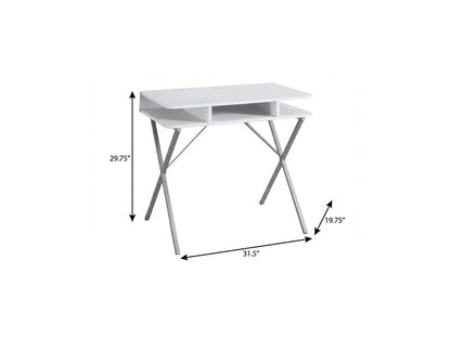 32" White and Silver Computer Desk