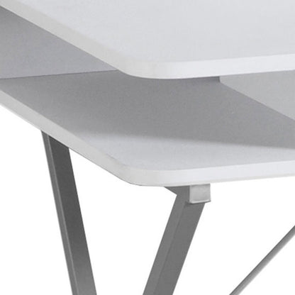 32" White and Silver Computer Desk