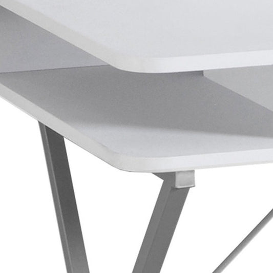 32" White and Silver Computer Desk