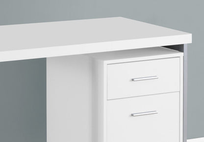 47" White and Silver Computer Desk With Two Drawers