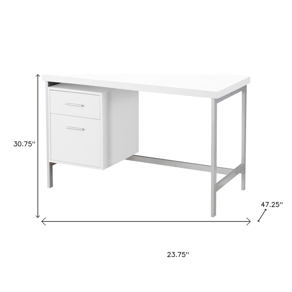 24" Gray and Black Computer Desk With Two Drawers