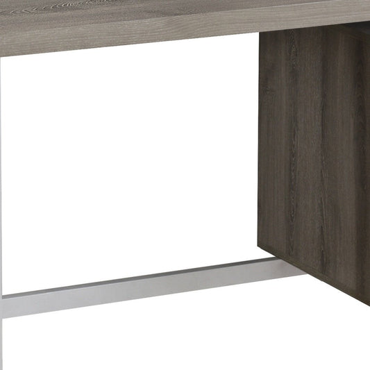 24" White and Silver Computer Desk With Two Drawers