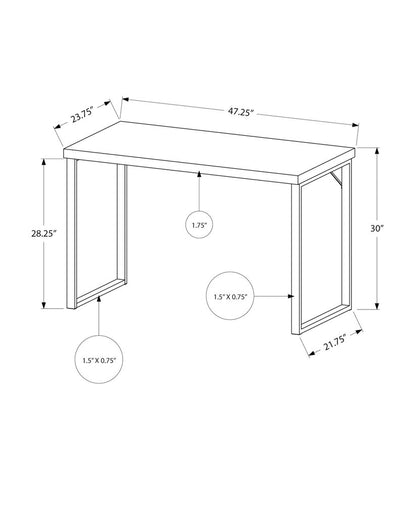 47" White and Silver Computer Desk