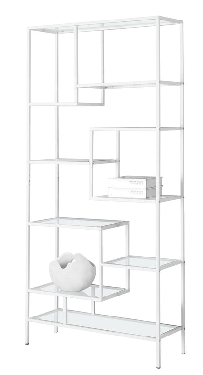 72" Silver And Clear Metal and Glass Nine Tier Etagere Bookcase