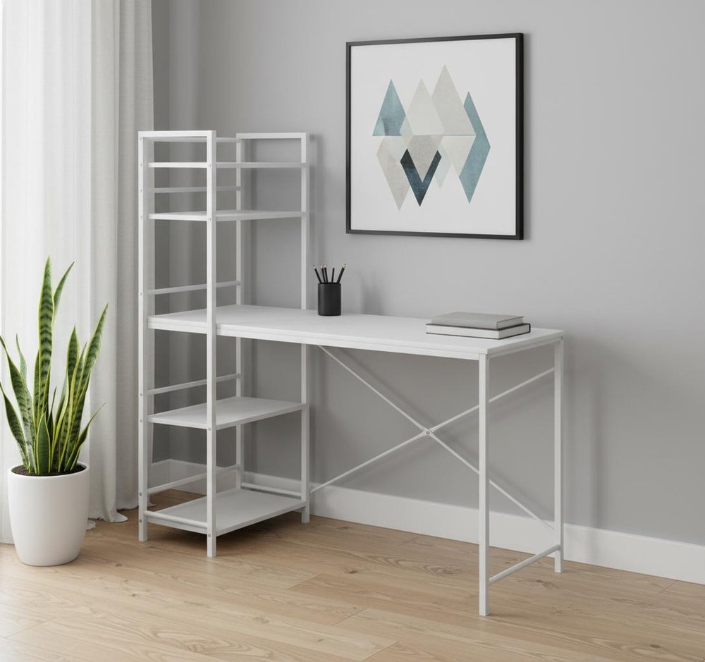 19" Dark Brown and Silver Computer Desk