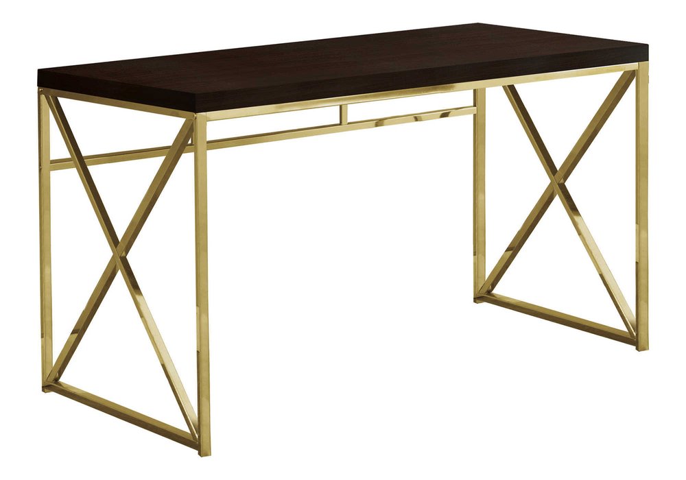 47" Espresso and Gold Writing Desk