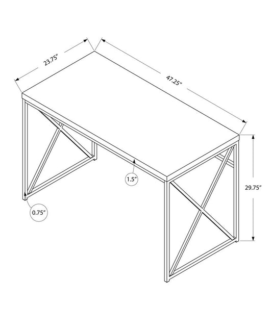47" White and Silver Computer Desk