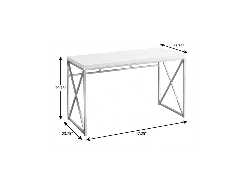 47" White and Silver Computer Desk