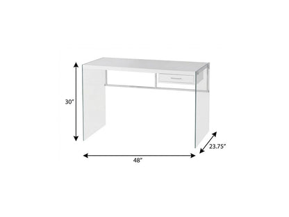 48" White and Clear Computer Desk