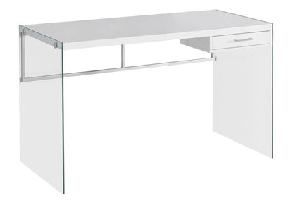 48" White and Clear Computer Desk