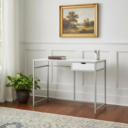20" White and Silver Computer Desk