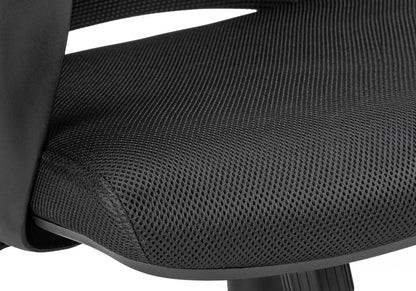 Black Polyester Seat Swivel Adjustable Task Chair Mesh Back Plastic Frame