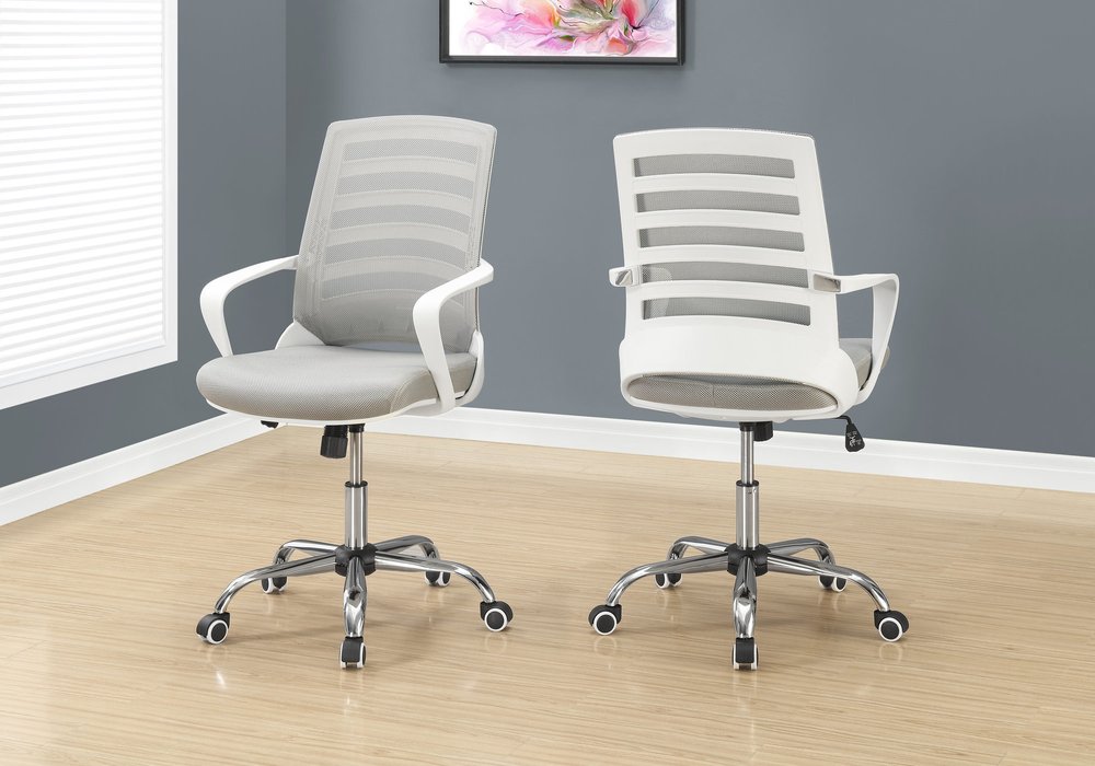 Black Polyester Seat Swivel Adjustable Task Chair Mesh Back Plastic Frame