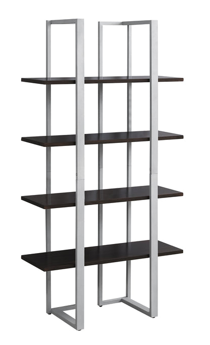 Espresso Metal Four Tier Bookcase
