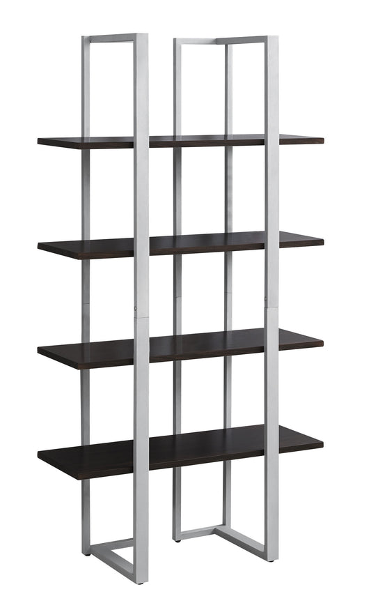 Espresso Metal Four Tier Bookcase