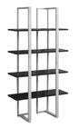 Espresso Metal Four Tier Bookcase