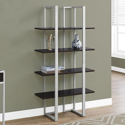 Espresso Metal Four Tier Bookcase
