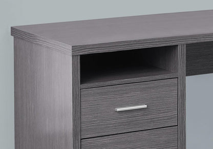 79" Taupe and Silver L Shape Computer Desk With Two Drawers