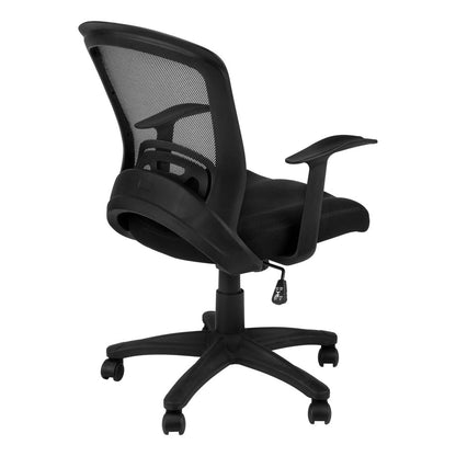 Black Polyester Seat Swivel Adjustable Task Chair Mesh Back Plastic Frame