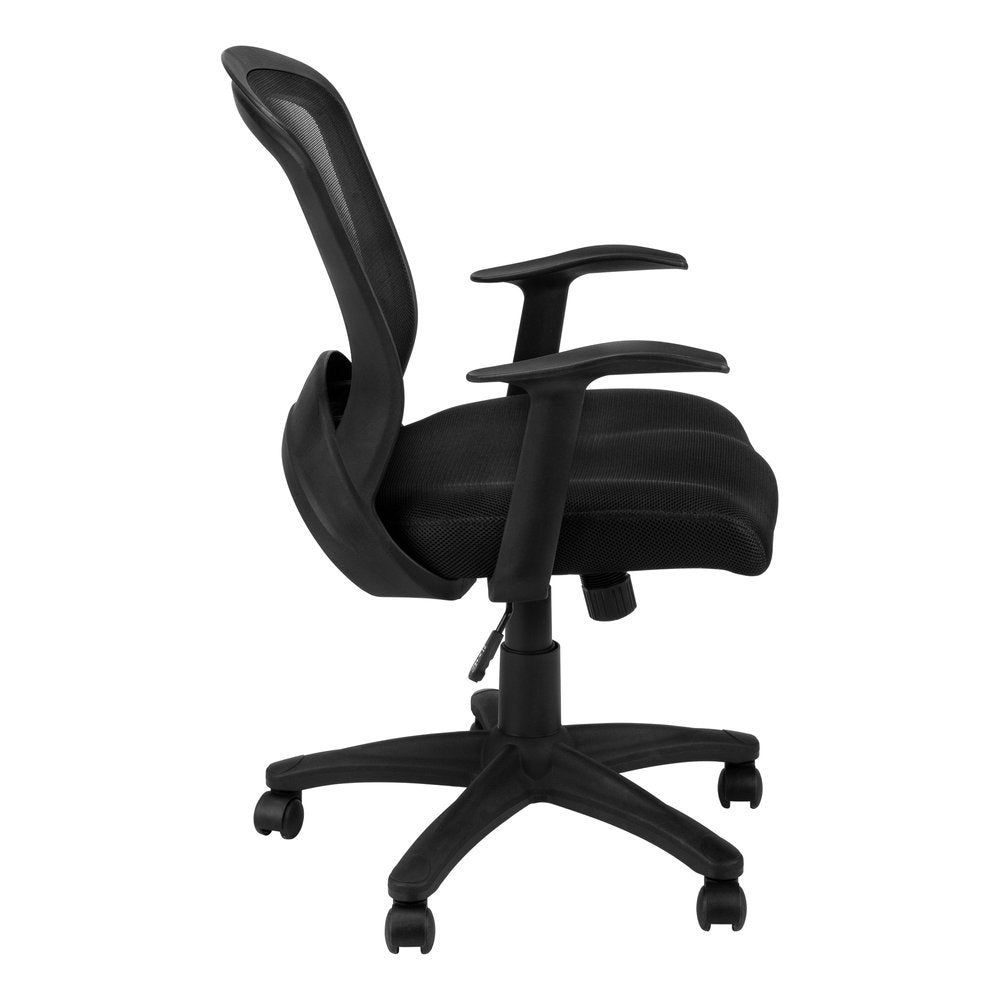 Black Polyester Seat Swivel Adjustable Task Chair Mesh Back Plastic Frame