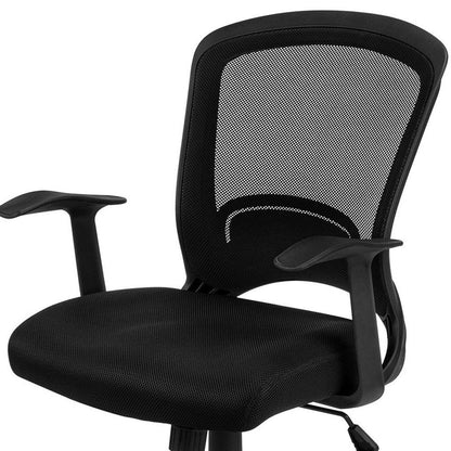 Black Polyester Seat Swivel Adjustable Task Chair Mesh Back Plastic Frame
