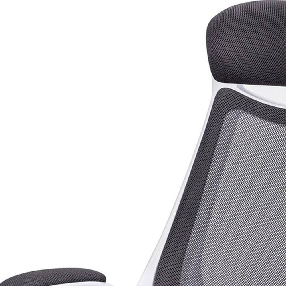 Black Polyester Seat Swivel Adjustable Executive Chair Mesh Back Plastic Frame