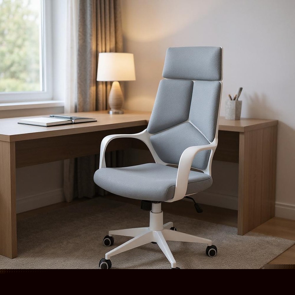 Gray Fabric Tufted Seat Swivel Adjustable Executive Chair Fabric Back Plastic Frame