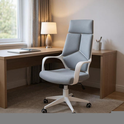 Gray Fabric Tufted Seat Swivel Adjustable Executive Chair Fabric Back Plastic Frame