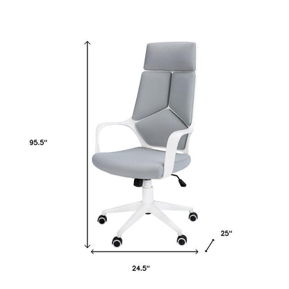 Gray Fabric Tufted Seat Swivel Adjustable Executive Chair Fabric Back Plastic Frame