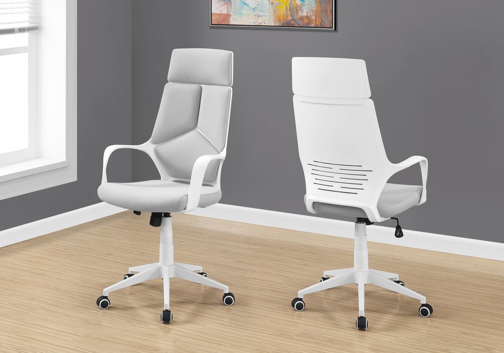Gray Fabric Tufted Seat Swivel Adjustable Executive Chair Fabric Back Plastic Frame