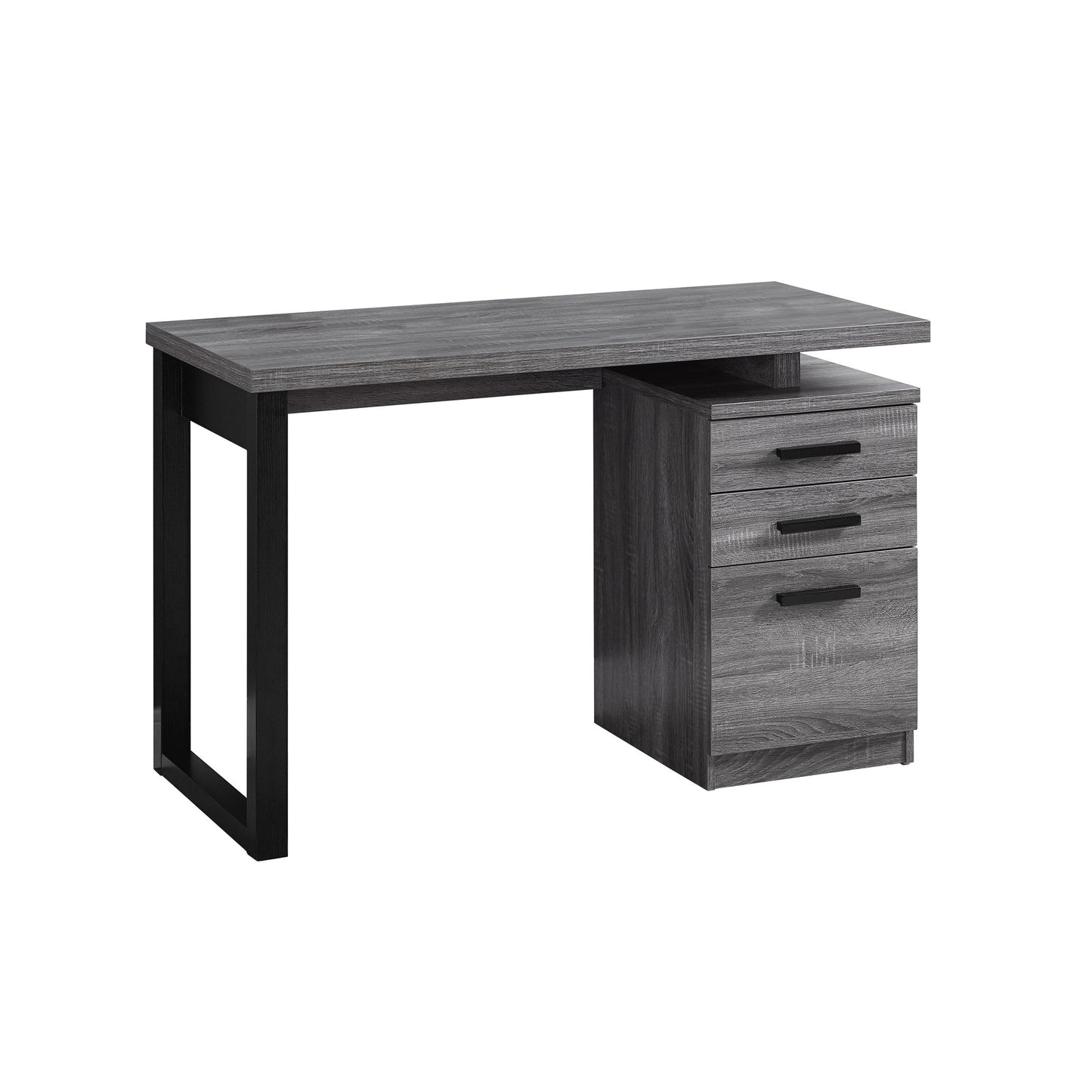 63" Brown L Shape Computer Desk With Eight Drawers