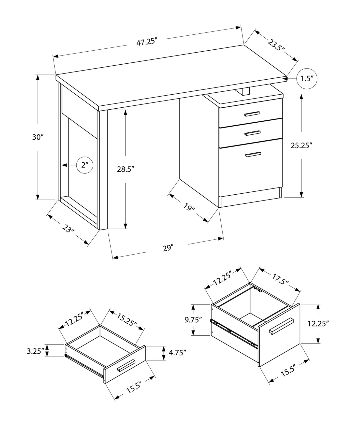 63" Brown L Shape Computer Desk With Eight Drawers