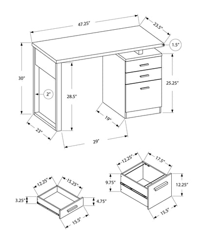 63" Brown L Shape Computer Desk With Eight Drawers