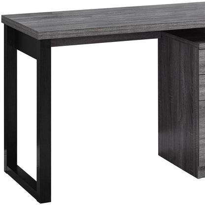 63" Brown L Shape Computer Desk With Eight Drawers