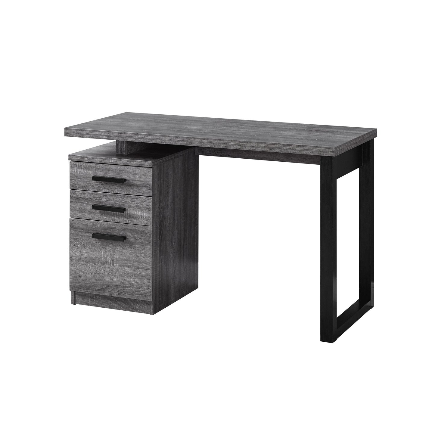 63" Brown L Shape Computer Desk With Eight Drawers