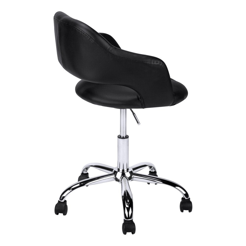 Black and Silver Adjustable Swivel Faux Leather Rolling Office Chair