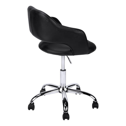 Black and Silver Adjustable Swivel Faux Leather Rolling Office Chair