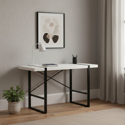49" White and Black Computer Desk