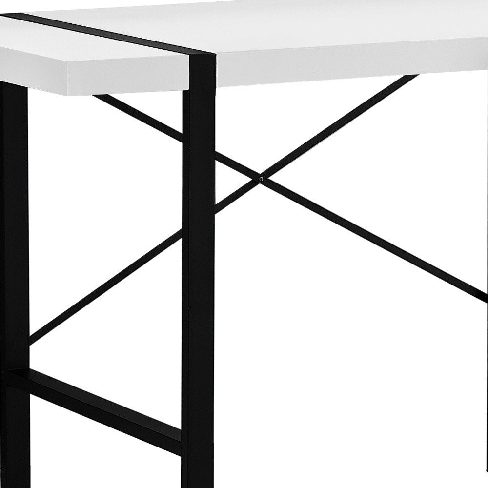 49" White and Black Computer Desk