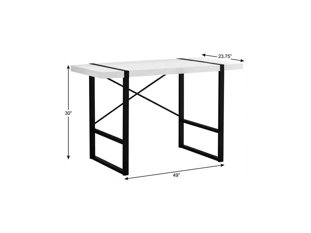 49" White and Black Computer Desk