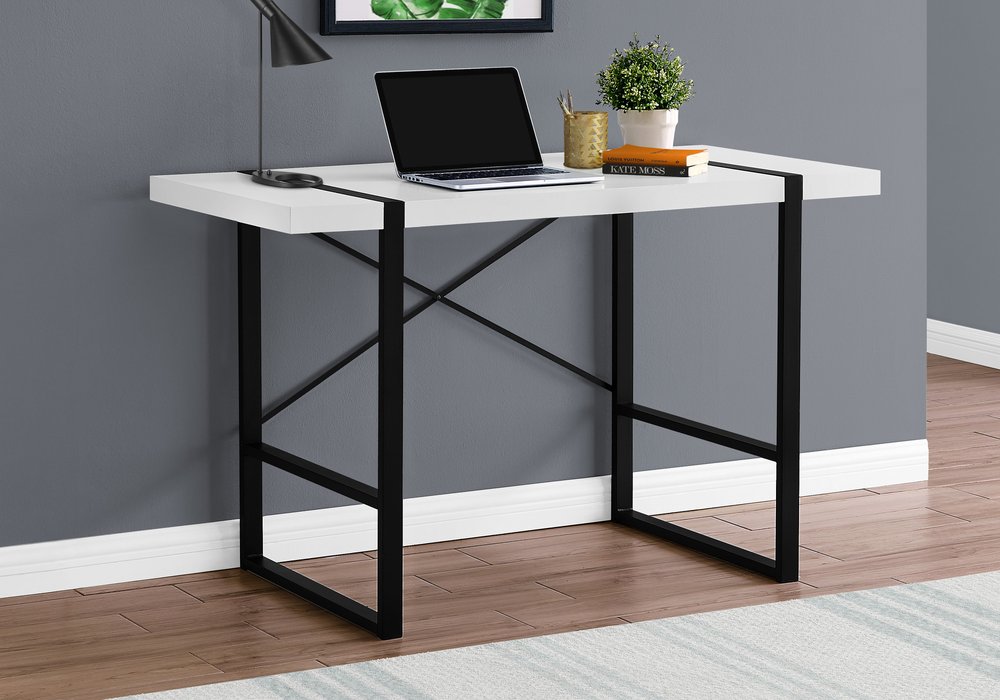 49" White and Black Computer Desk