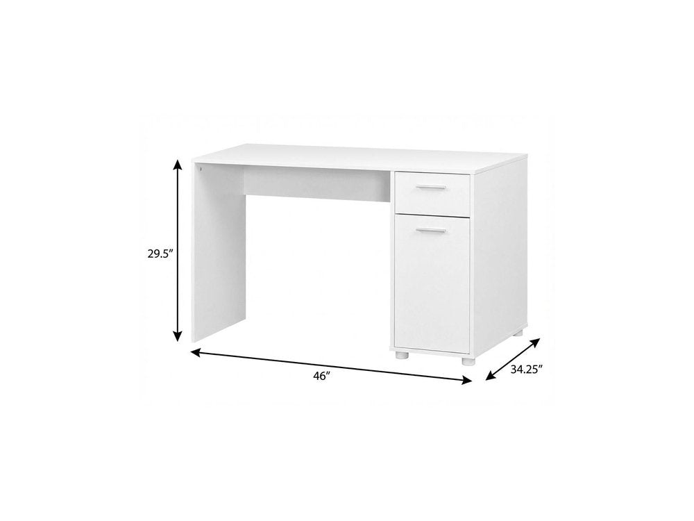 46" White L Shape Computer Desk With Two Drawers
