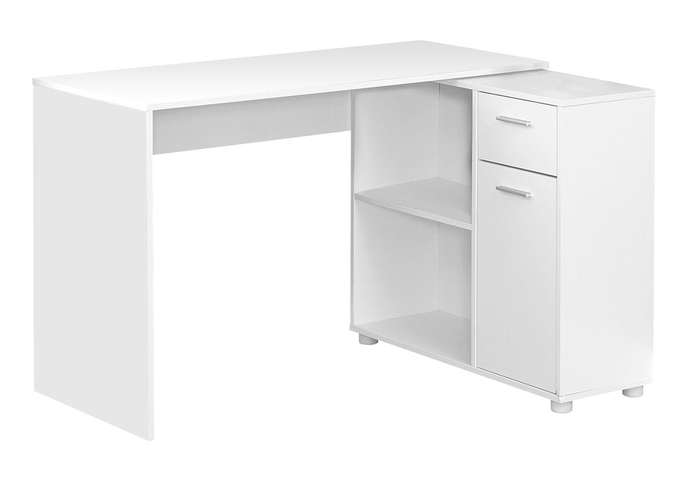 46" White L Shape Computer Desk With Two Drawers