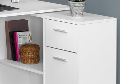 34" Gray L Shape Computer Desk With Two Drawers